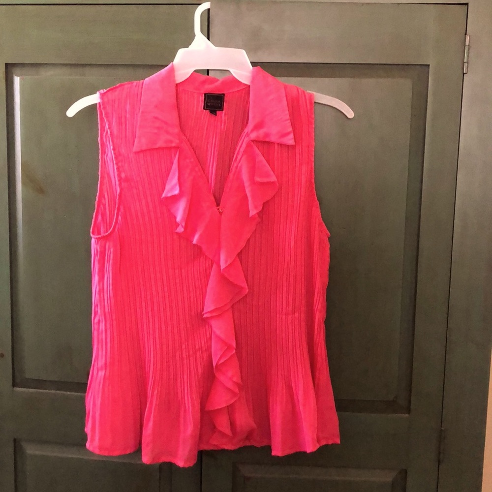 Pink sleeveless blouse